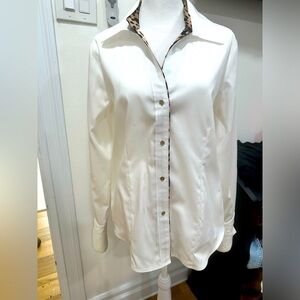 Calvin Klein button down blouse with leopard print